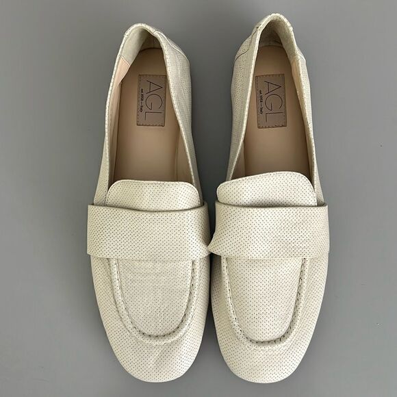 New AGL Women's Mara Spring Perforated Loafers in Gesso Size US 12 - Picture 2 of 14